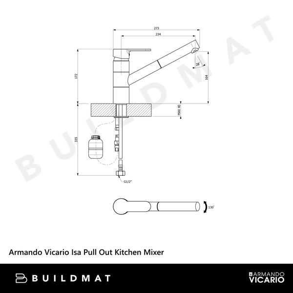 Armando Vicario Isa Pull Out Kitchen Mixer Concrete