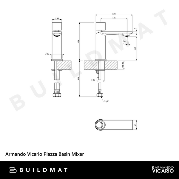 Armando Vicario Piazza Basin Mixer Chrome
