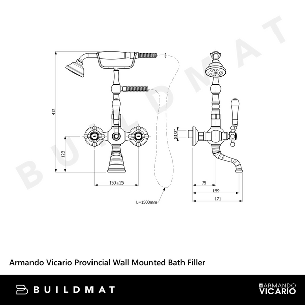 Armando Vicario Provincial Wall Mounted Bath Filler Brushed Nickel