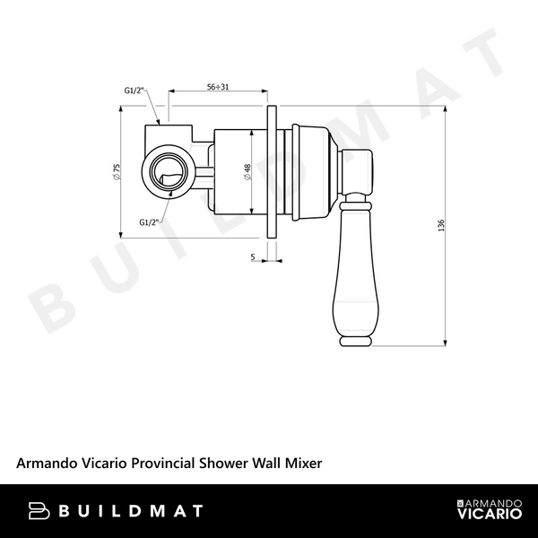 Armando Vicario Provincial Shower Wall Mixer Brushed Nickel