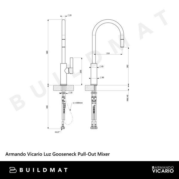 Armando Vicario Luz Gooseneck Pull-Out Mixer Chrome