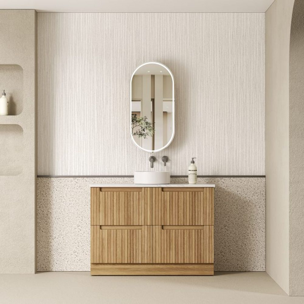 Aulic Lovina Floor Standing 1200mm Harvest Oak Fluted Cabinet