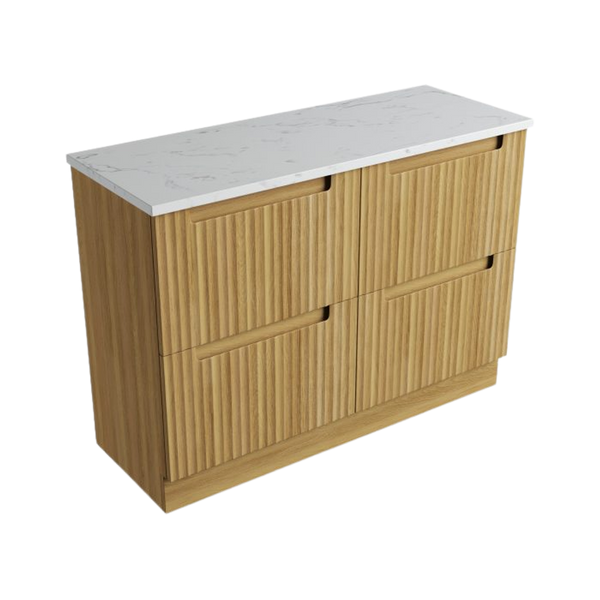 Aulic Lovina Floor Standing 1200mm Harvest Oak Fluted Cabinet
