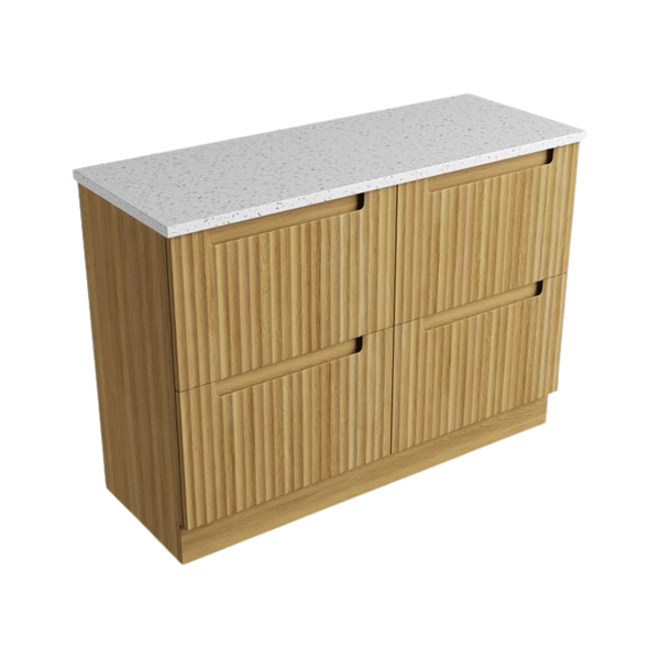 Aulic Lovina Floor Standing 1200mm Harvest Oak Fluted Cabinet