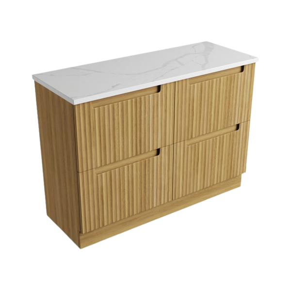 Aulic Lovina Floor Standing 1200mm Harvest Oak Fluted Cabinet