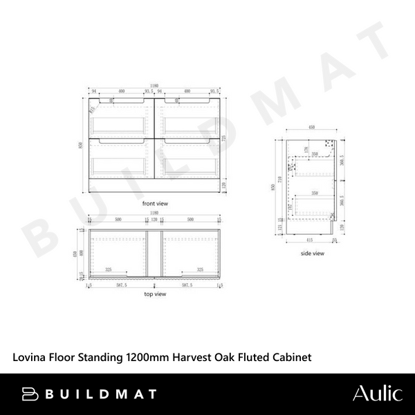 Aulic Lovina Floor Standing 1200mm Harvest Oak Fluted Cabinet