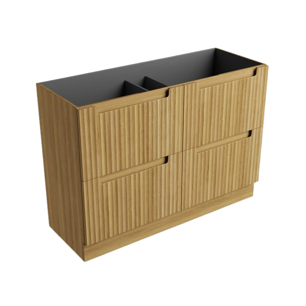 Aulic Lovina Floor Standing 1200mm Harvest Oak Fluted Cabinet
