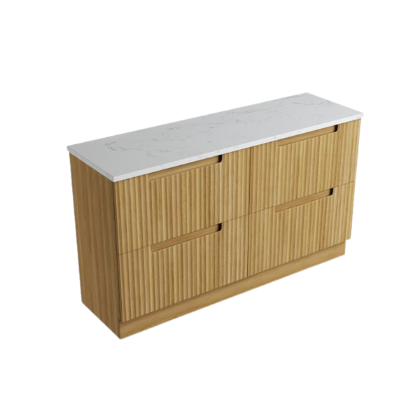 Aulic Lovina Floor Standing 1500mm Harvest Oak Fluted Cabinet