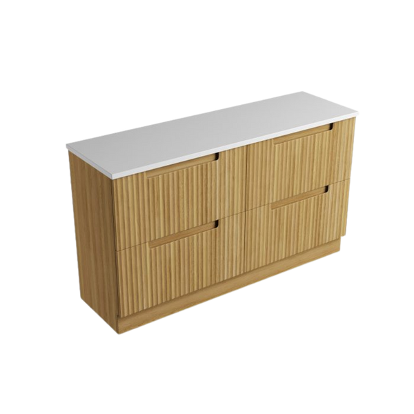 Aulic Lovina Floor Standing 1500mm Harvest Oak Fluted Cabinet