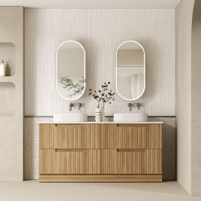 Aulic Lovina Floor Standing 1500mm Harvest Oak Fluted Vanity