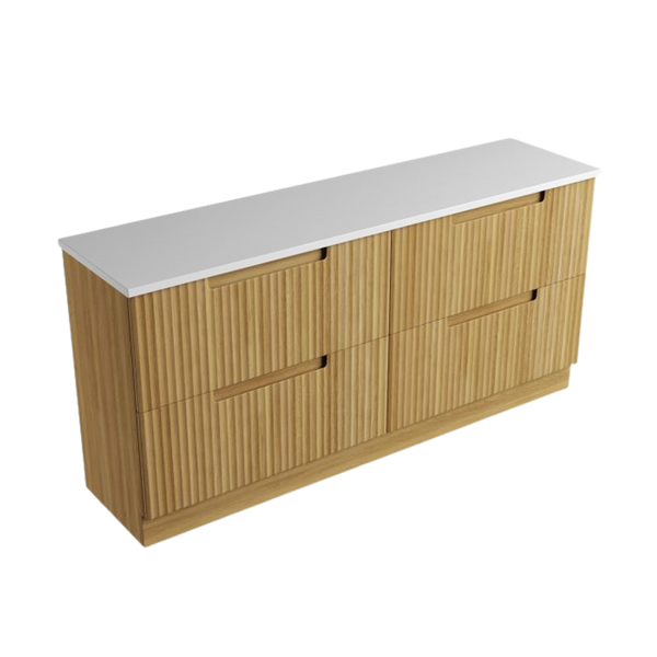 Aulic Lovina Floor Standing 1800mm Harvest Oak Fluted Cabinet