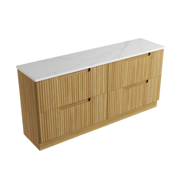 Aulic Lovina Floor Standing 1800mm Harvest Oak Fluted Cabinet