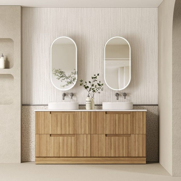 Aulic Lovina Floor Standing 1800mm Harvest Oak Fluted Cabinet