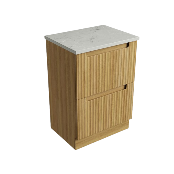 Aulic Lovina Floor Standing 600mm Harvest Oak Fluted Cabinet