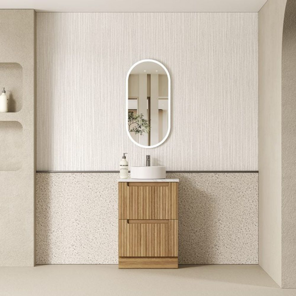 Aulic Lovina Floor Standing 600mm Harvest Oak Fluted Cabinet