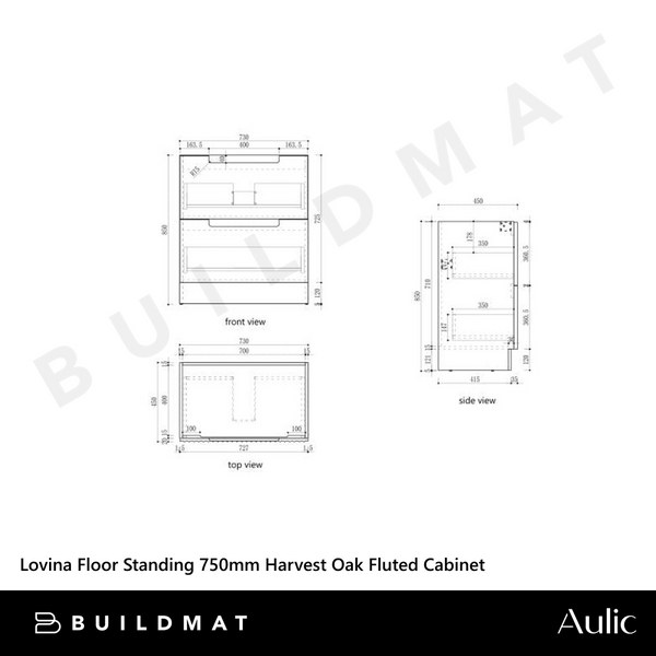 Aulic Lovina Floor Standing 750mm Harvest Oak Fluted Cabinet