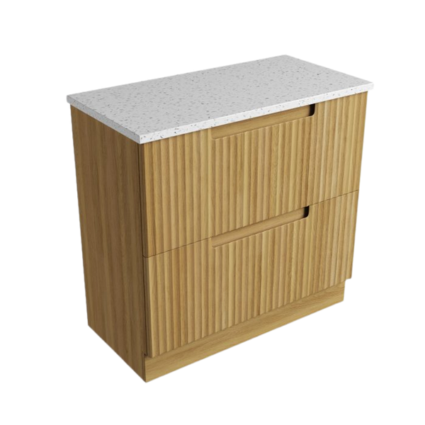 Aulic Lovina Floor Standing 900mm Harvest Oak Fluted Cabinet