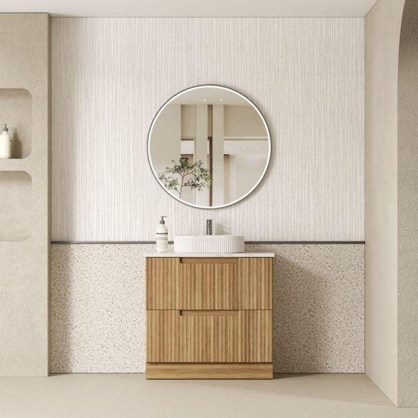 Aulic Lovina Floor Standing 900mm Harvest Oak Fluted Cabinet