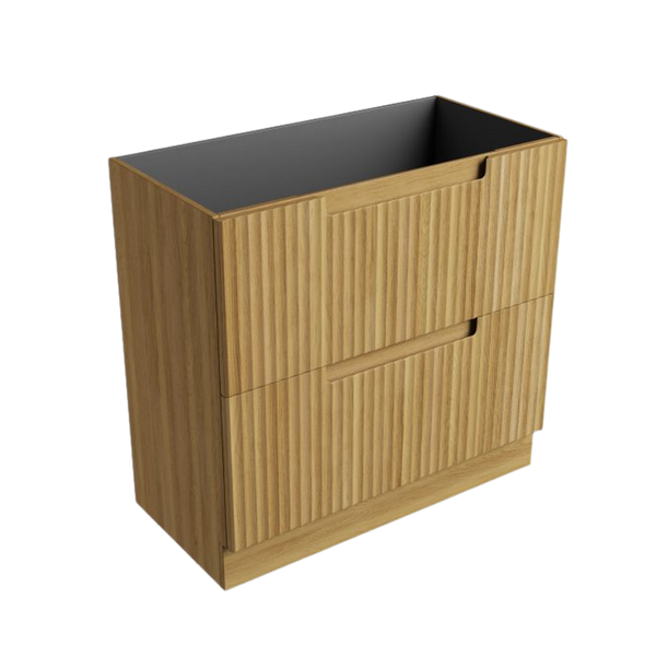 Aulic Lovina Floor Standing 900mm Harvest Oak Fluted Cabinet