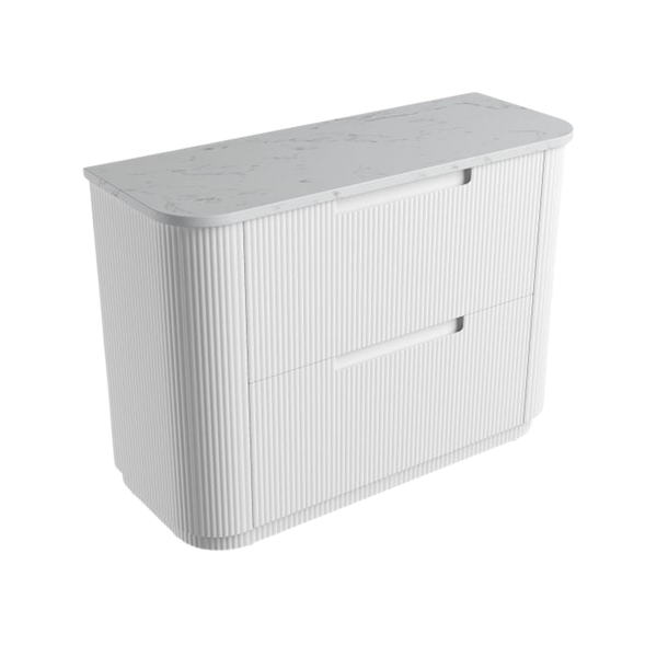 Aulic Curva Floor Standing 1200mm Matte White Fluted Cabinet