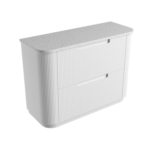 Aulic Curva Floor Standing 1200mm Matte White Fluted Cabinet