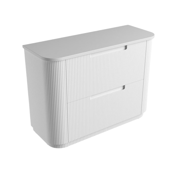 Aulic Curva Floor Standing 1200mm Matte White Fluted Cabinet