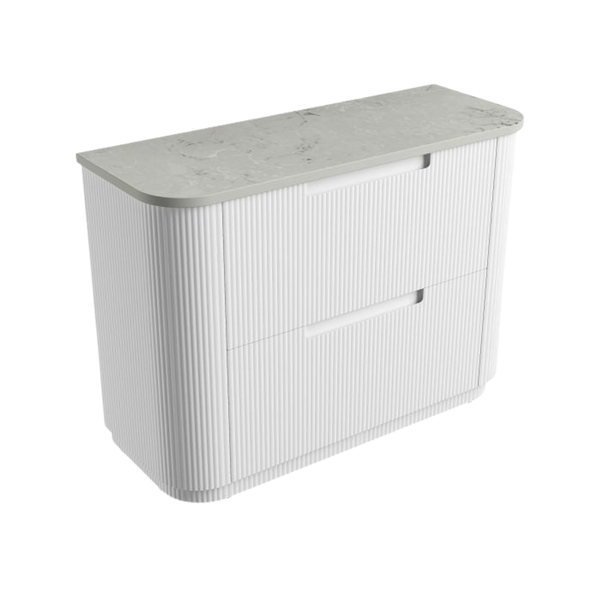 Aulic Curva Floor Standing 1200mm Matte White Fluted Cabinet