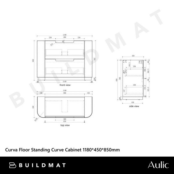 Aulic Curva Floor Standing 1200mm Matte White Fluted Cabinet