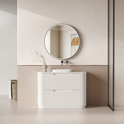 Aulic Curva Floor Standing 1200mm Matte White Fluted Vanity