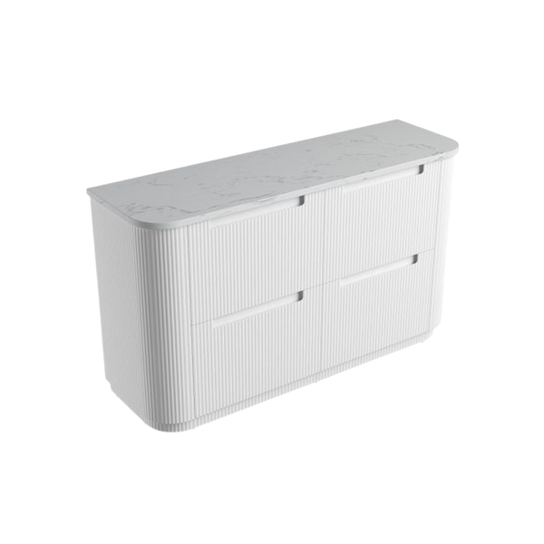 Aulic Curva Floor Standing 1500mm Matte White Fluted Cabinet