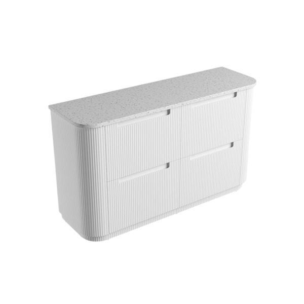 Aulic Curva Floor Standing 1500mm Matte White Fluted Cabinet