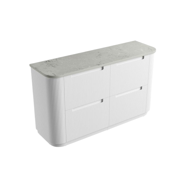Aulic Curva Floor Standing 1500mm Matte White Fluted Cabinet