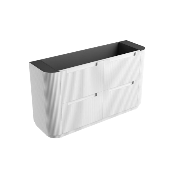 Aulic Curva Floor Standing 1500mm Matte White Fluted Cabinet