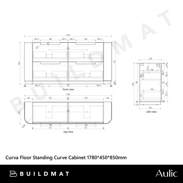 Aulic Curva Floor Standing 1800mm Matte White Fluted Cabinet