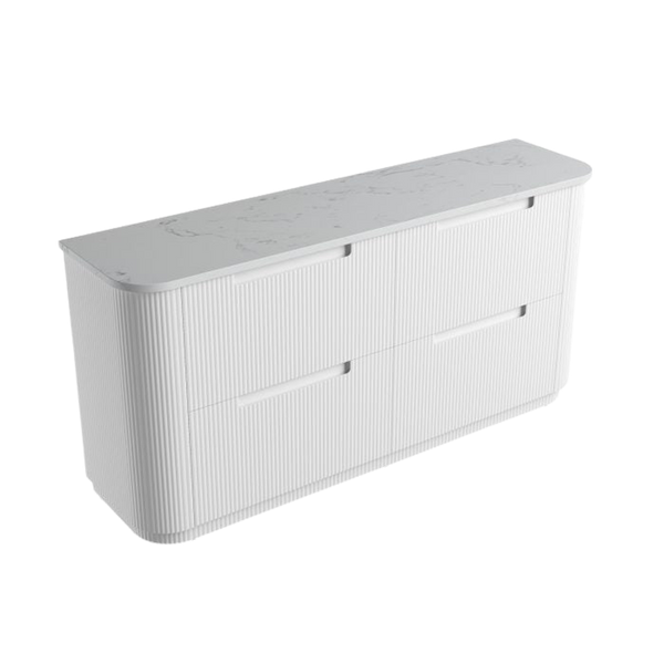 Aulic Curva Floor Standing 1800mm Matte White Fluted Vanity