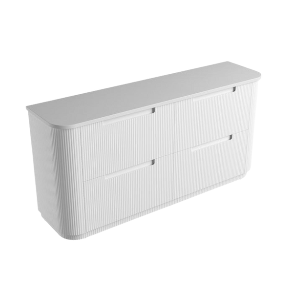 Aulic Curva Floor Standing 1800mm Matte White Fluted Cabinet