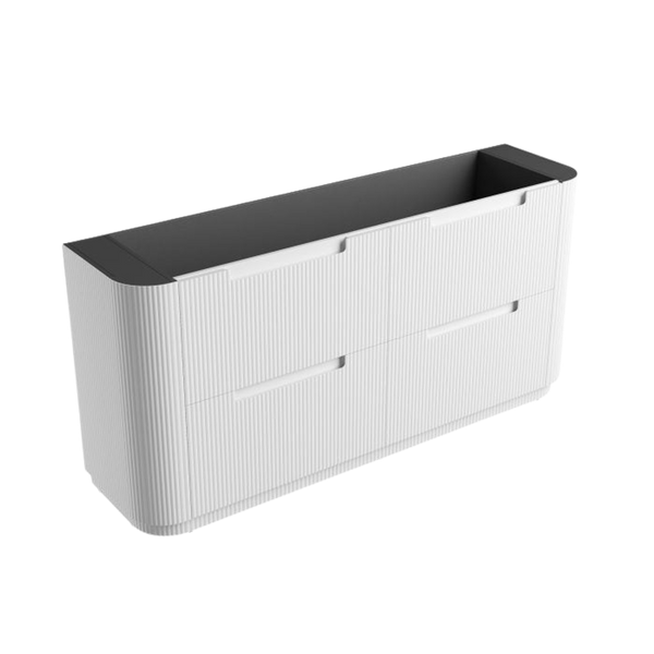 Aulic Curva Floor Standing 1800mm Matte White Fluted Cabinet