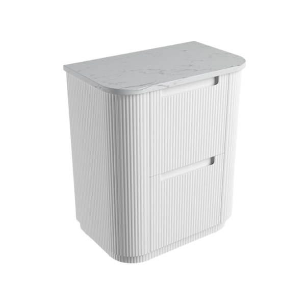 Aulic Curva Floor Standing 750mm Matte White Fluted Cabinet