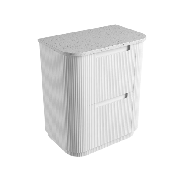 Aulic Curva Floor Standing 750mm Matte White Fluted Vanity