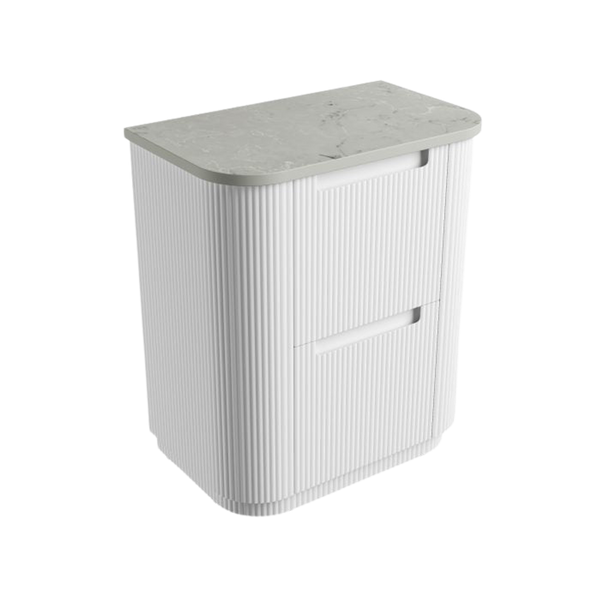 Aulic Curva Floor Standing 750mm Matte White Fluted Vanity