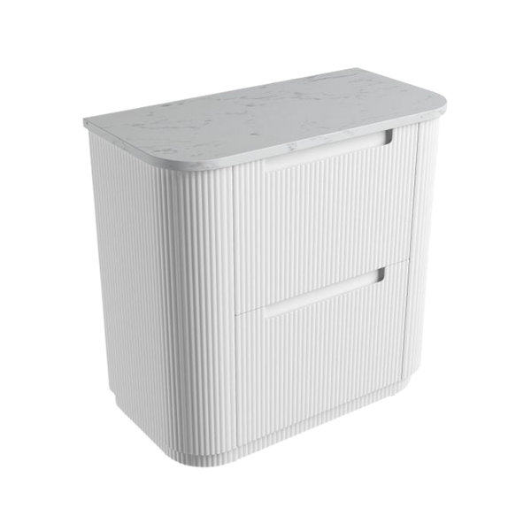 Aulic Curva Floor Standing 900mm Matte White Fluted Cabinet
