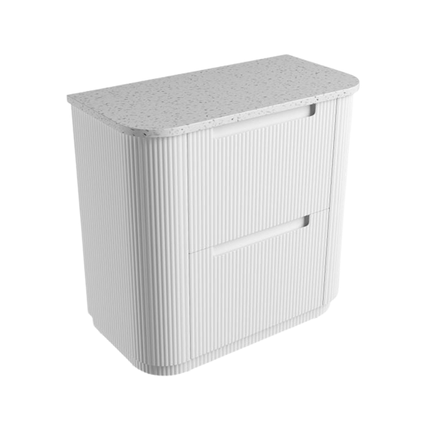 Aulic Curva Floor Standing 900mm Matte White Fluted Cabinet