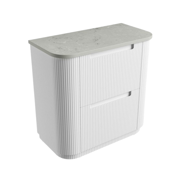 Aulic Curva Floor Standing 900mm Matte White Fluted Cabinet