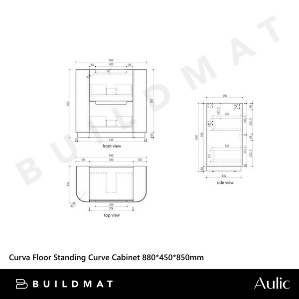 Aulic Curva Floor Standing 900mm Matte White Fluted Vanity