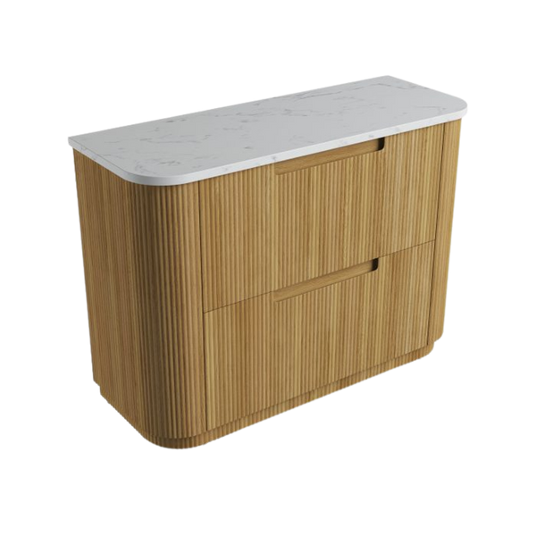 Aulic Varcelli Floor Standing 1200mm Harvest Oak Fluted Cabinet