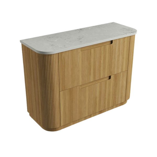 Aulic Varcelli Floor Standing 1200mm Harvest Oak Fluted Cabinet