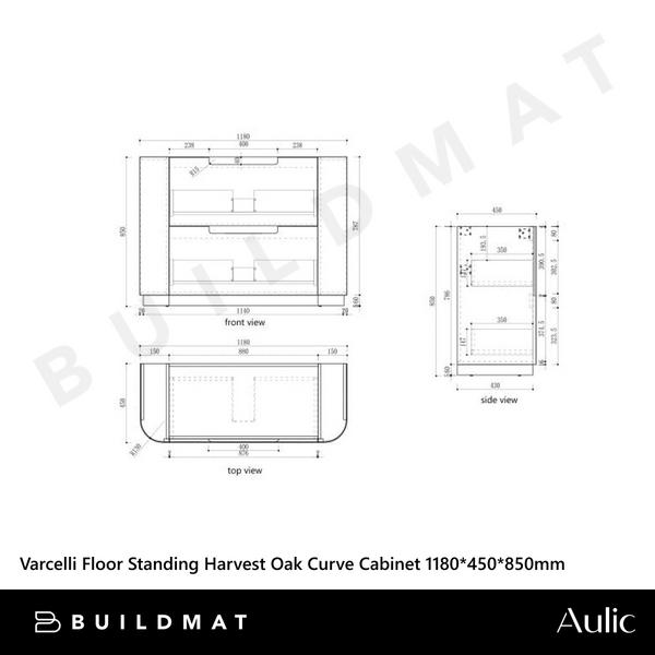 Aulic Varcelli Floor Standing 1200mm Harvest Oak Fluted Cabinet