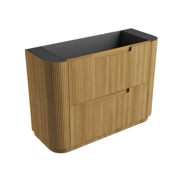 Aulic Varcelli Floor Standing 1200mm Harvest Oak Fluted Cabinet