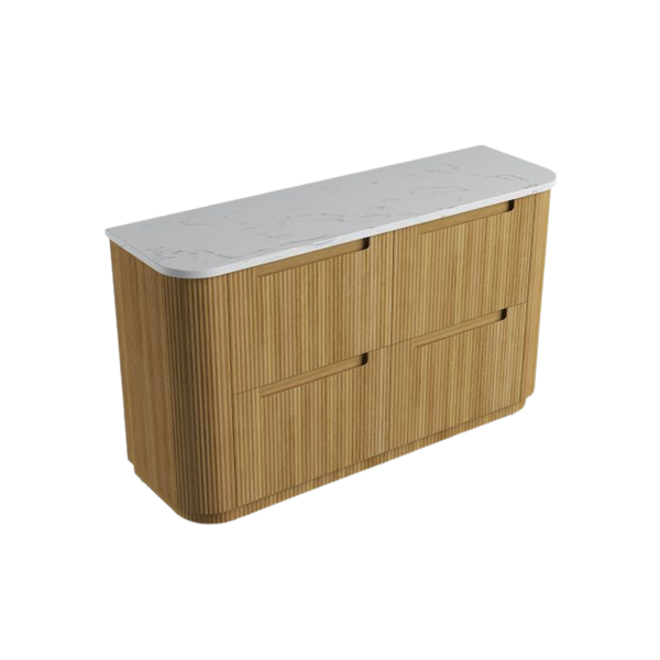 Aulic Varcelli Floor Standing 1500mm Harvest Oak Fluted Cabinet