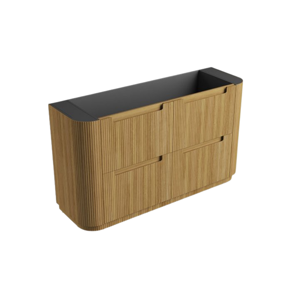 Aulic Varcelli Floor Standing 1500mm Harvest Oak Fluted Cabinet